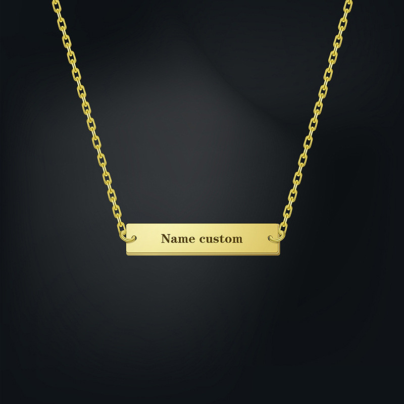 Kalung desain DIY Bahasa Inggris Karakter Cina nama kalung 18K liontin emas asli kalung stainless st