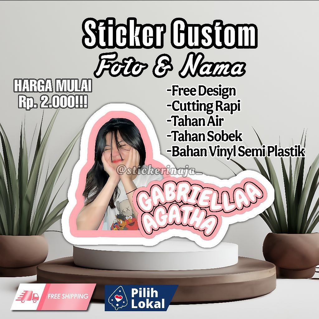 

[PREE ORDER] Vinyl Waterproof Sticker Custom Foto Dan Nama