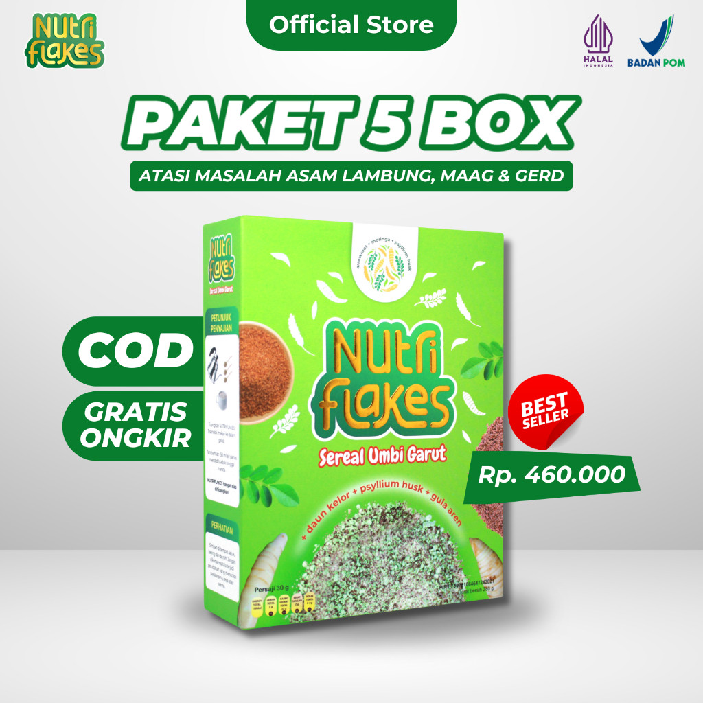 

Nutriflakes Sereal Umbi Garut Ampuh Mengatasi Asam Lambung 5 Box