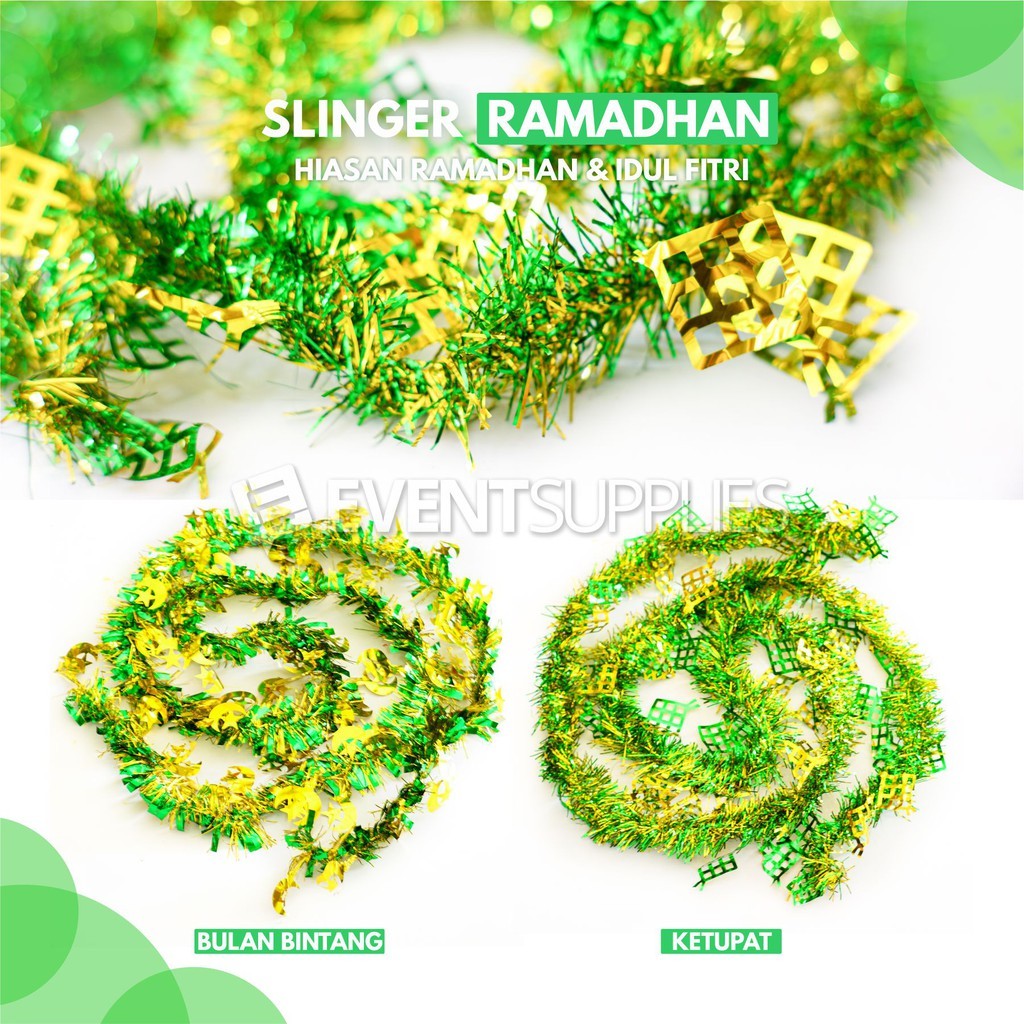 

Discoun 8.8 Slinger Ramadhan Idul Fitri Maulid Nabi Ornament Lebaran Dekorasi Parcel Motif Ketupat Bulan Bintang