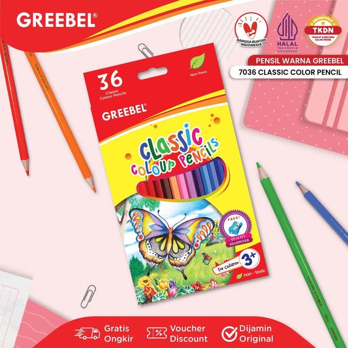

TERLARIS! GREEBEL Pensil Warna Classic Color Pencils Greebel - 7012 ( 12 WARNA)
