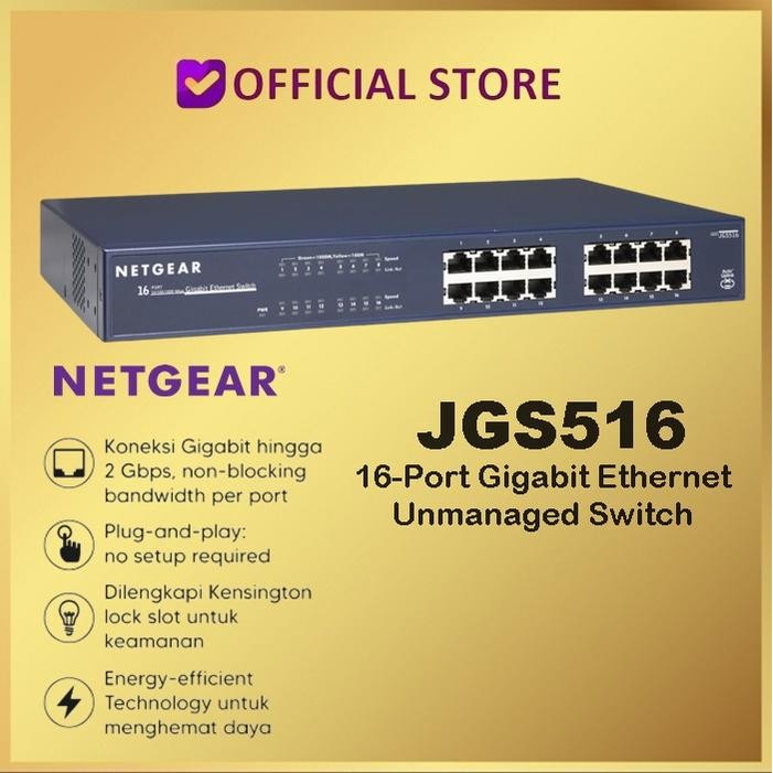 Netgear JGS516 Switch 16-Port 10/100/1000 Mbps Gabit Ethernet
