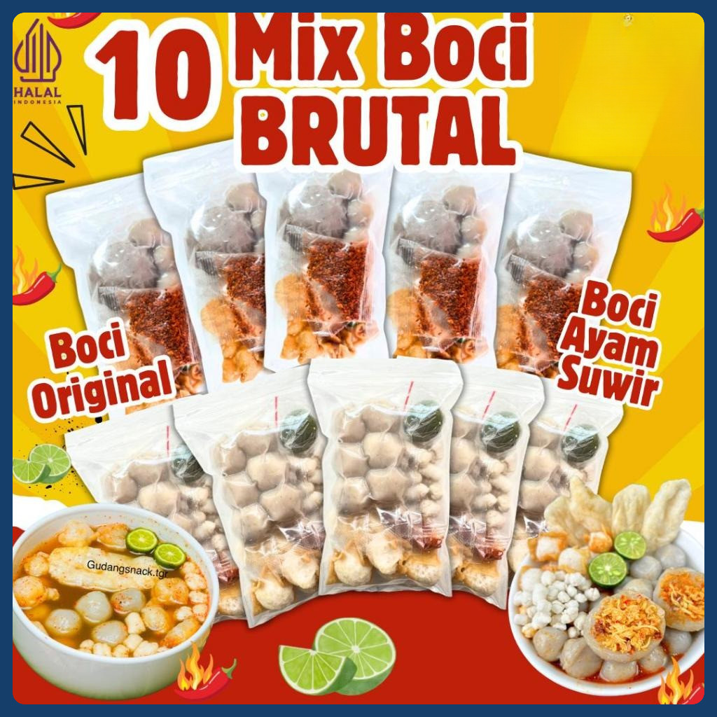 

PAKET BUNDLING INSTAN BRUTAL ( BOCI AYAM SUWIR 5PCS X BOCI ORIGINAL 5PCS) pedas food Kaldu Kuah Seblak - EKONOMIS