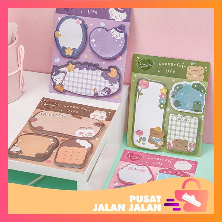 

PJJ - S6268 Sticky Notes Lucu 3 in 1 / Tempelan Kertas Catatan Motif Karakter / Memo Stick Stationery Cute / Sticky Notes Kartun