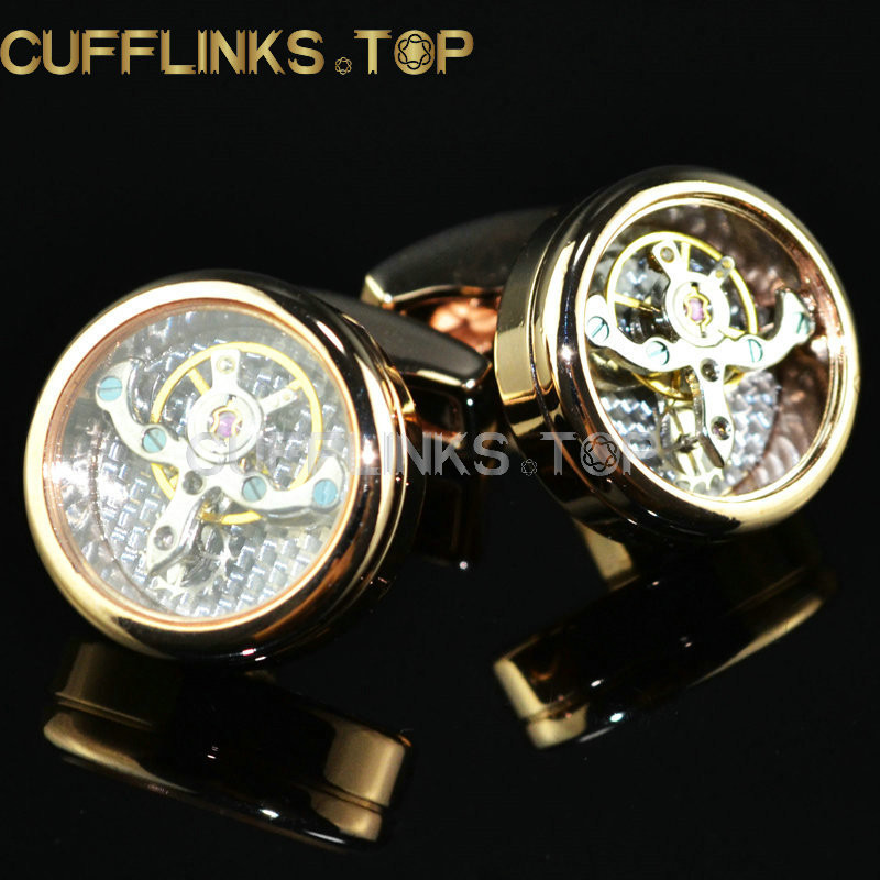 

1 pair Cuff Links LUXURY QUALITY WATCH MOVEMENT STEAMPUNK VINTAGE CUFFLINKS MENS BIRTHDAY GIFT