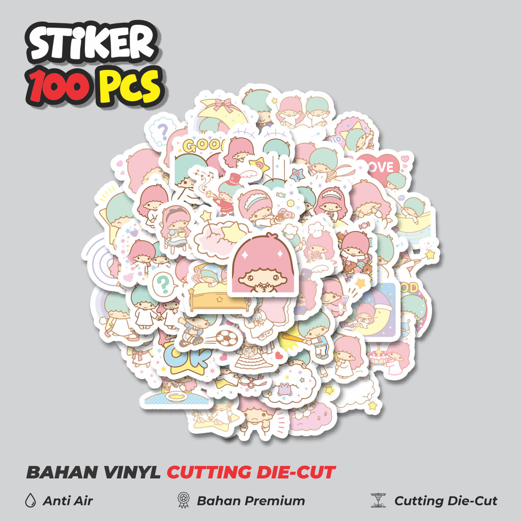 

Terbaru! 50 pcs Stiker Kartun Twin star Versi 2 Dekorasi Lucu Kreatif untuk Notebook, Skateboard, HP