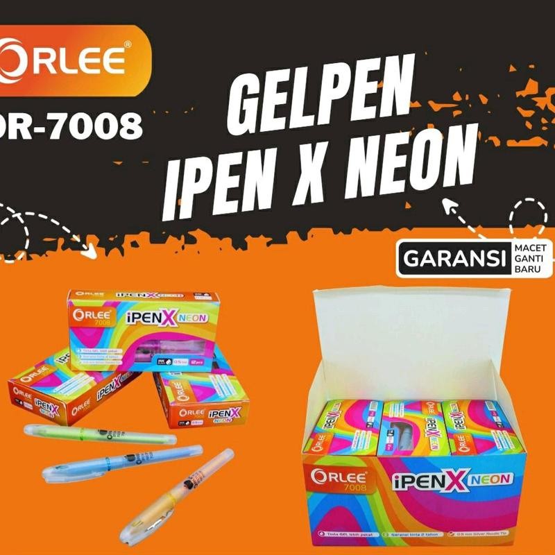 

(1 PAK) ORLEE Ballpoint Ipen X neon Tinta hitam pulpen apple