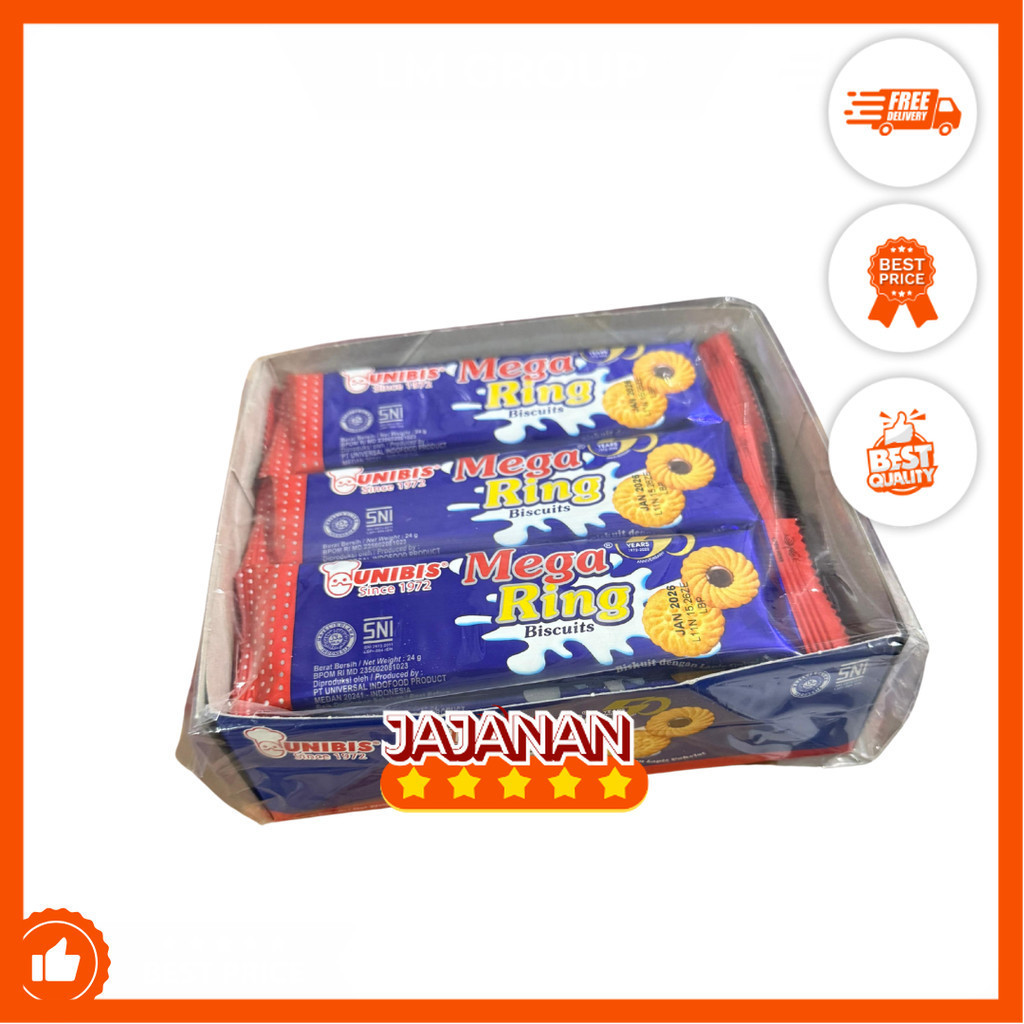 

Unibis Mega Ring Biscuit Lapis Cokelat 1 Pak isi 12 x 24 gr Jajanan Termurah