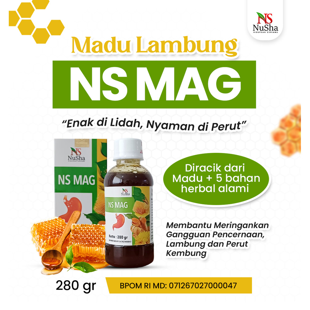 NUSHA - Madu NS MAG Obat Asam Lambung, Gerd, Mag atau Maag, Saluran Pencernaan - Isi 250 gr