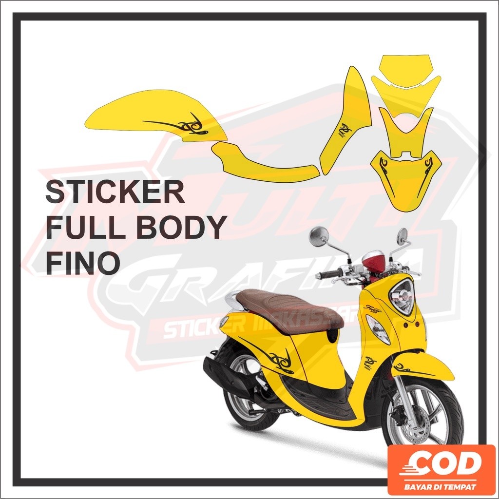 Stiker Decal Motor YAMAHA FINO Full Body Sticker FINO Motif Kuning Polos Keren Waterproof Bisa COD m