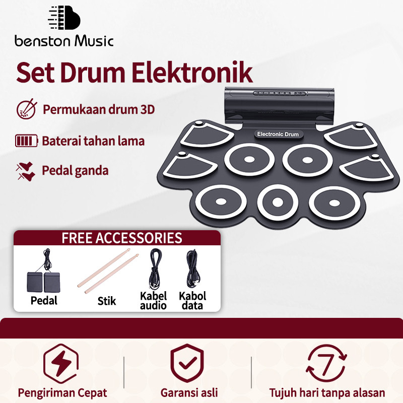 Benston Music- Set Drum/Set Drum Elektronik/Set Drum Set Lipat Nyaman/Set Drum Pemula Latihan Anak-a