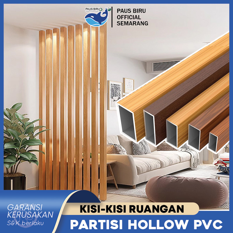 Paus Biru - Partisi Hollow PVC Kisi Kisi WPC 2,9 Meter Pembatas Ruangan Minimalis Penyekat Ruangan