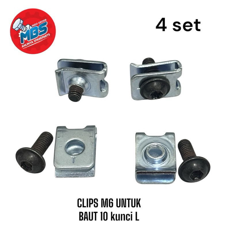 COD isi 4 set baut 10 clip m6 cover tameng body baut 10 L bintang original BOLT