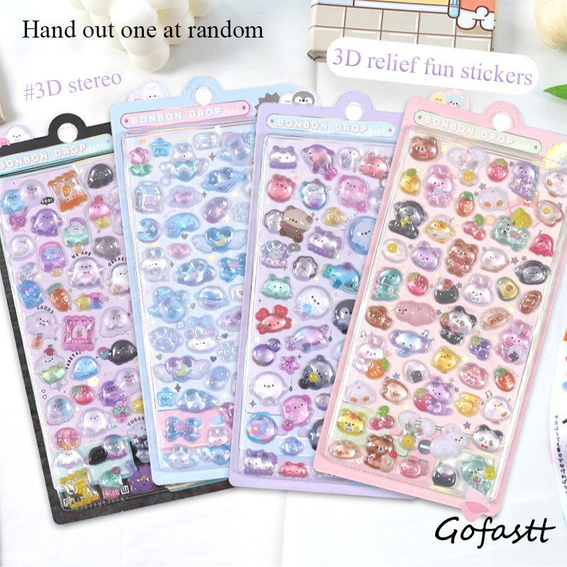 

COD Stiker Relief 3D Kartun Anak-anak Stiker Lucu Stiker Kristal Transparan Tahan Air G