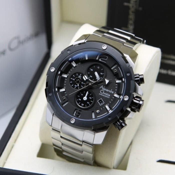 Jam Tangan Pria Alexandre Christie 6410MC AC6410 AC 6410 [Original] - Silver Hitam
