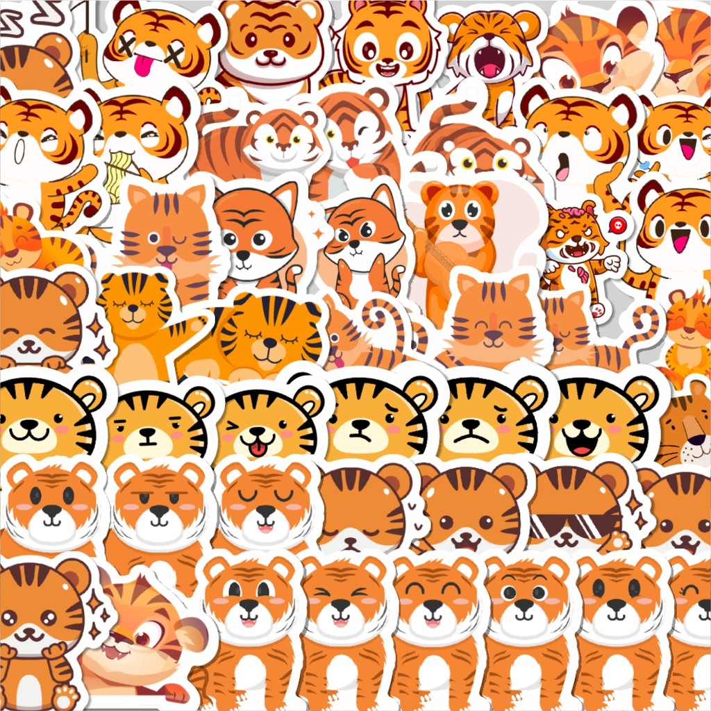 

Stiker Cutting Pack Sticker Hewan Harimau Isi 100Pcs Series Aesthetic Lucu Keren Untuk Koper Bahan Vynil