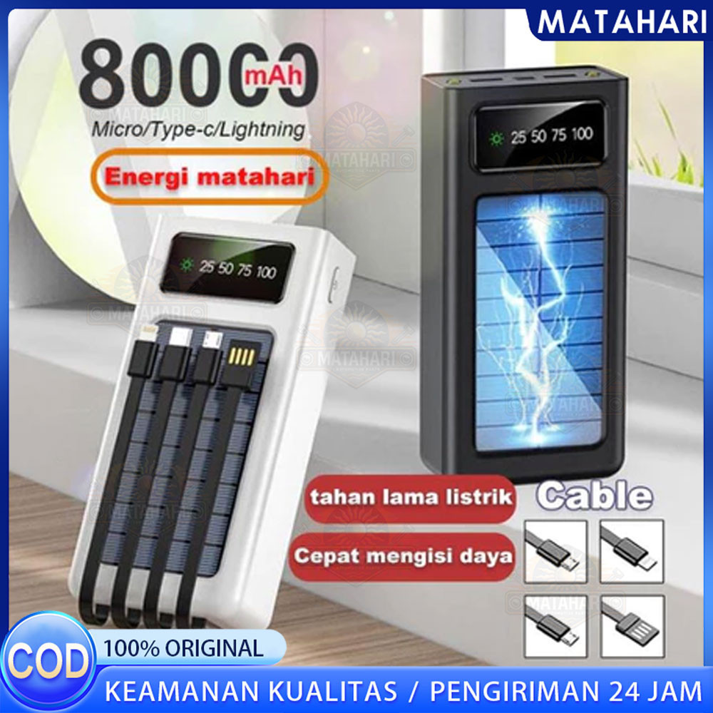 50000/100000 mAh Powerbank Robot Power Bank Solar Cell Tenaga Surya Portable Led Indikator Multifung