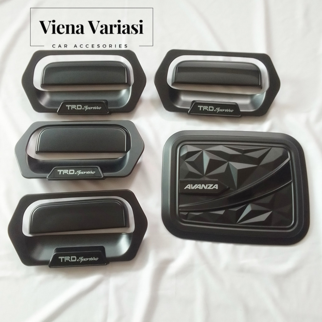 BROKSHOP Paket Outer Cover Handle Pegangan Pintu Tank Cover Avanza Lama 2005 - 2010 Hitam Doff TRD D