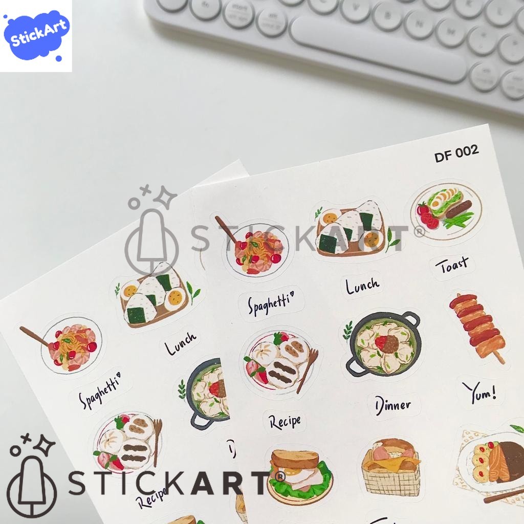 

[STICKART] Korean Food Sticker/ Stiker Makanan Korea/ Aesthetic Sticker Dekorasi Jurnal DF002 BAHAN DAN KWALITAS PREMIUM