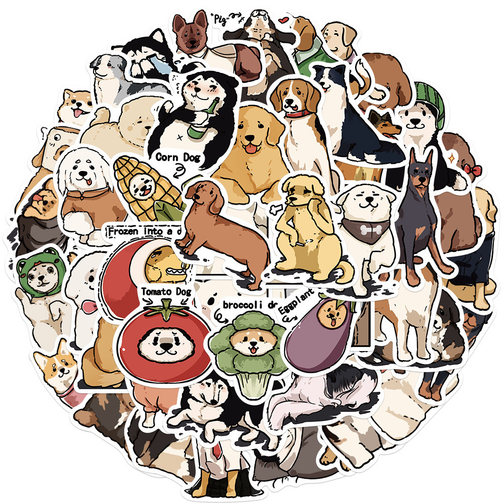 

50pcs Cute Dog Stickers for Water Bottle, Funny Dog Stickers Animal Hand-Drawn Stickers for Laptop Scrapbook Skateboard phone