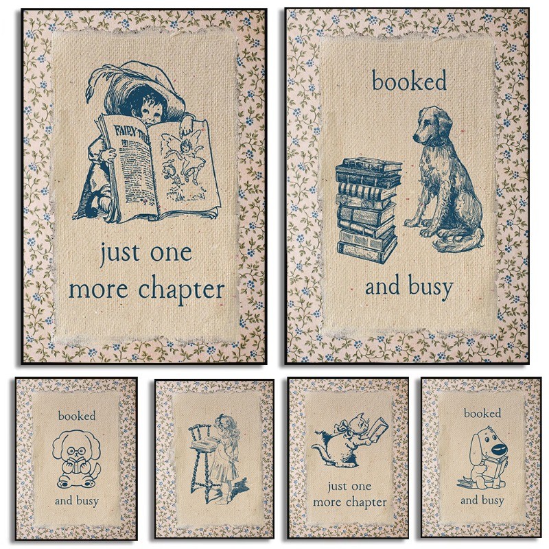 

Vintage Book Lover Wall Art Canvas Print Inspirational Reading Quotes Classroom Decor Book Nook Library Art Literary Home Decor