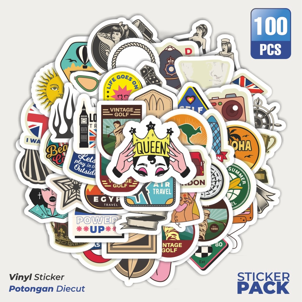 

Stiker Vinyl Sticker Kartun Gaya Eropa Dan Amerika Waterproof Aesthetic- Untuk Laptop, Motor, dan Helm - Paper Stationery Pack