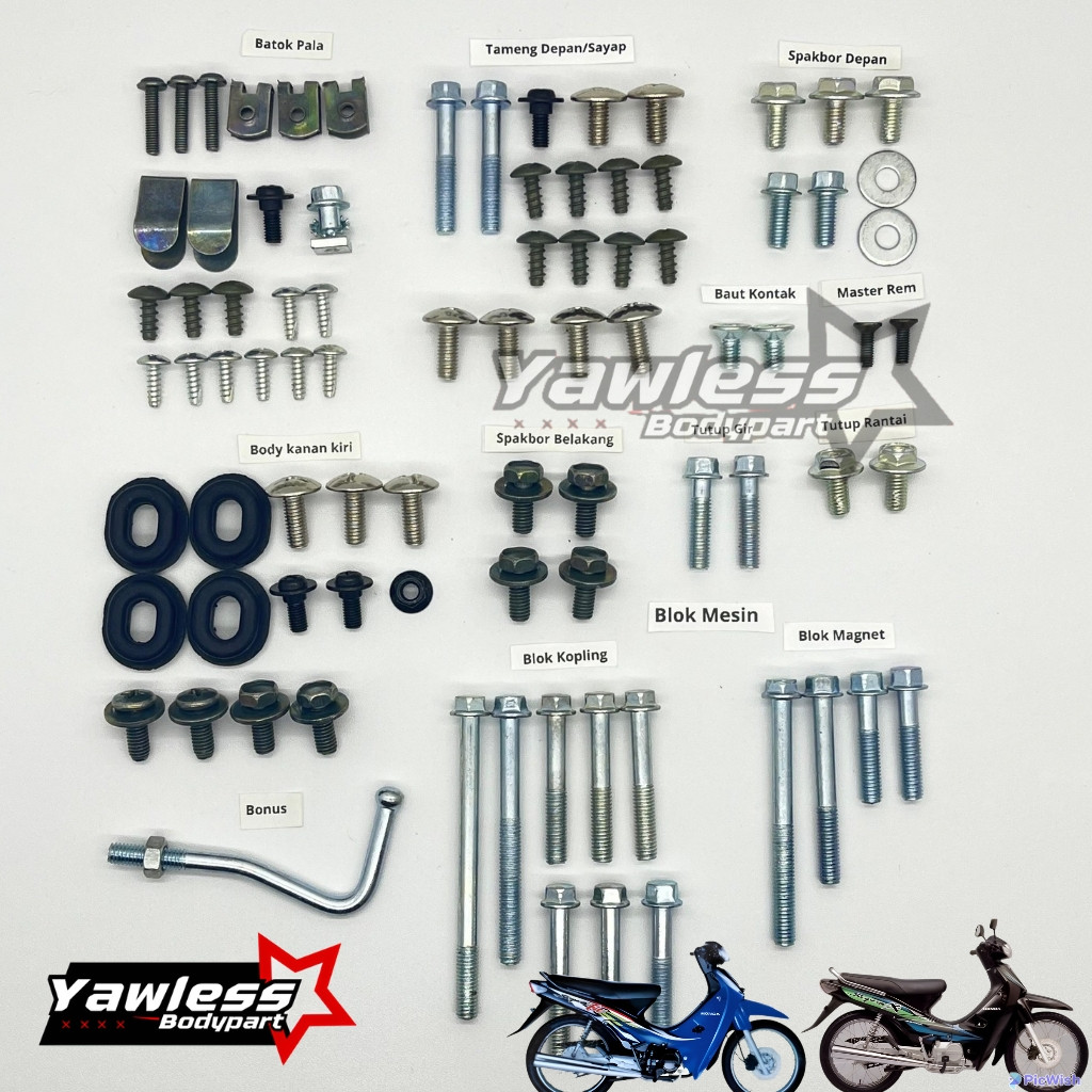 Baut Body Supra X lama Fullset / Baut Body supra fit lama / Baut Body Set supra X lama Motorcycle