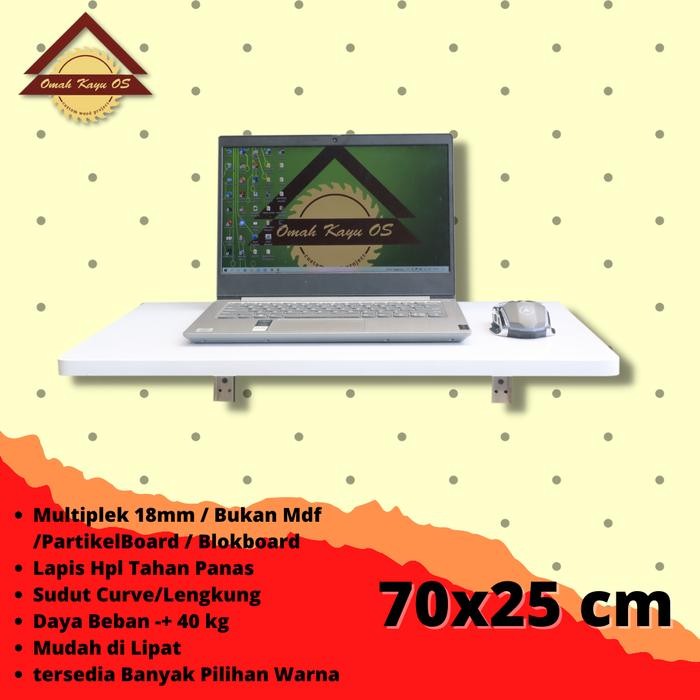 Meja Lipat Dinding 70 x 25 Rak Lipat Dinding Serbaguna Murah Minimalis - Biru Muda, 70 X 25CM