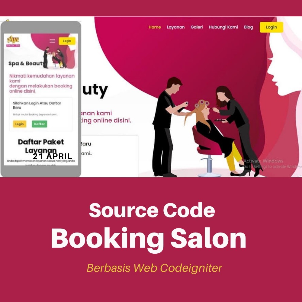 Source Code Aplikasi Booking Salon Web Codeigniter