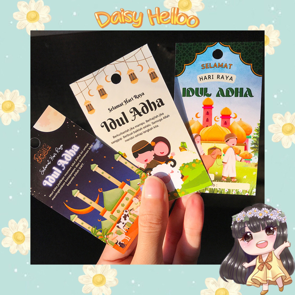 Hang Tag Idul Adha isi 5 pcs Hari Raya Eid Al-Adha Mubarak Qurban Aesthetic Kartu Ucapan Kurban Hang