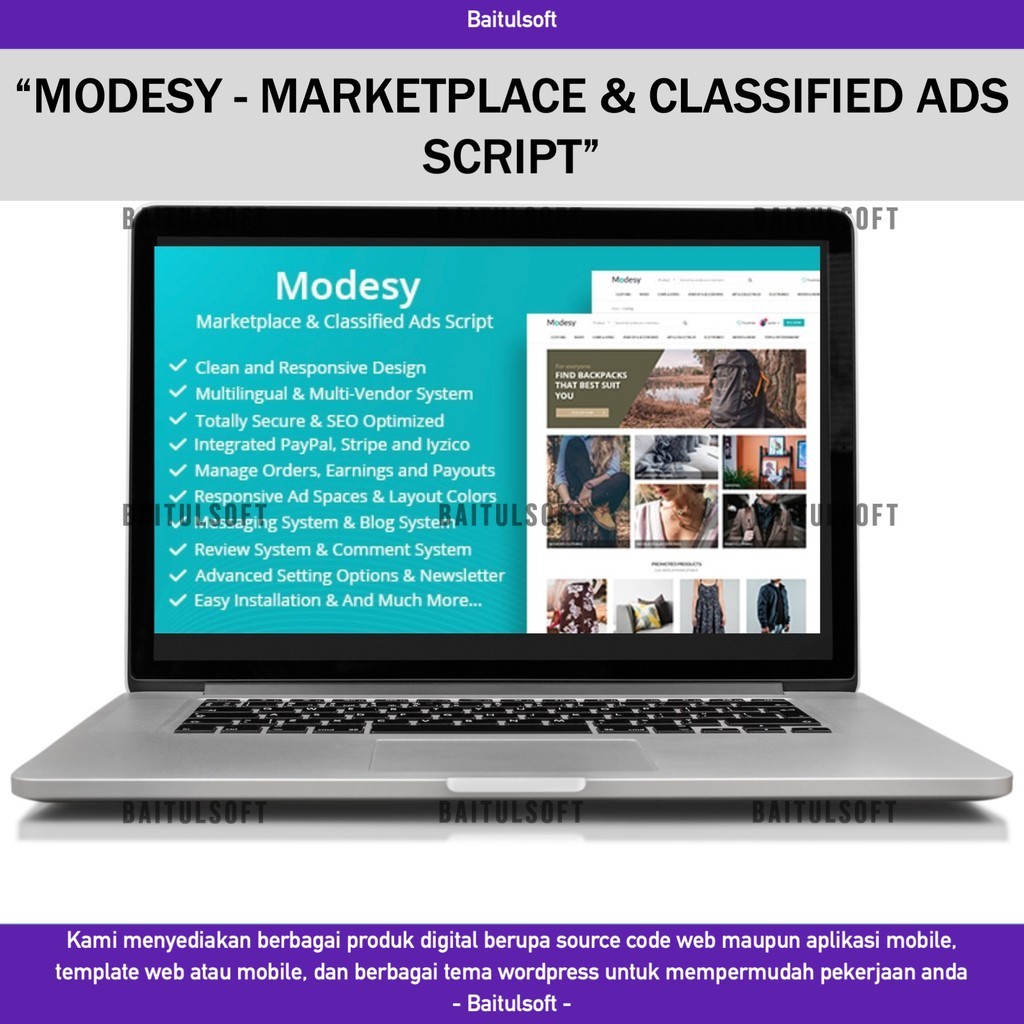 SOURCE CODE APLIKASI WEB MODESY - MARKETPLACE & CLASSIFIED ADS SCRIPT D460 BAITULSOFT