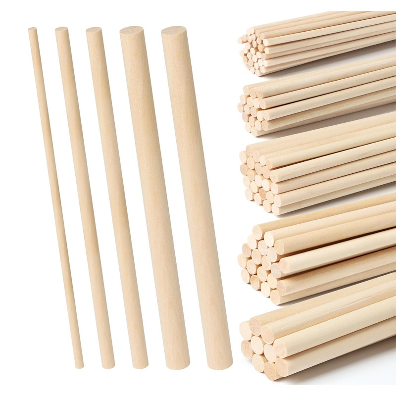 

10-30cm Birch Wood Sticks, Unfinished Natural Wooden Dowel Rods for DIY Craft, Art, Home Decor, Tiered Cake Support, Staining