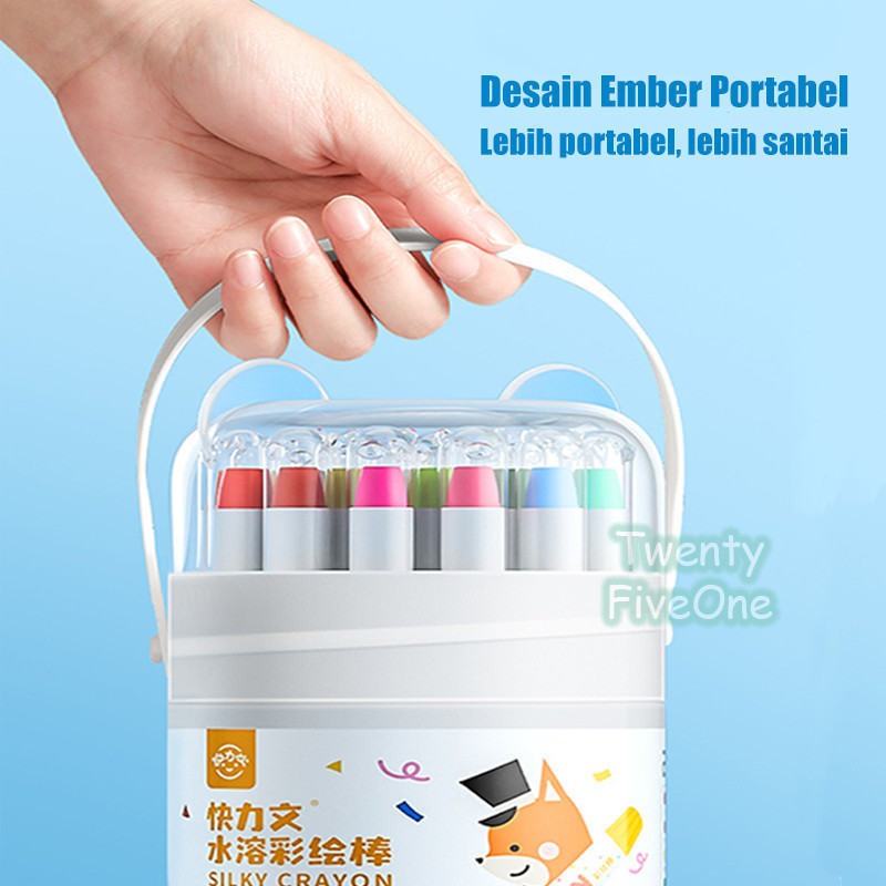 

In StockWashable Silky Crayon 36/48 Warna Colorful Bucket Krayon Mewarnai Alat Warna Set