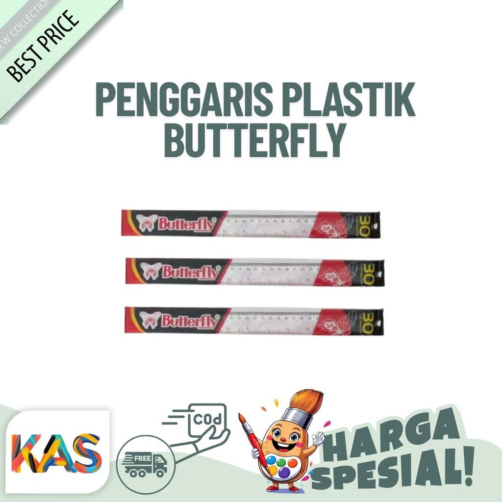 

Penggaris Plastik Butterfly 30 cm Eceran Grosir Murah Plastik Mika Transparan