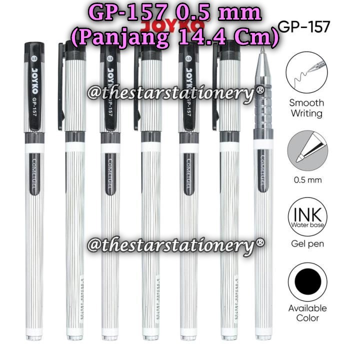 

(1 Pak/12) GROSIR Gelpen JOYKO GP-157 Comet Gel Hitam 0.5 Gel Pen Pulpen Pena Joyko GP-157 (Pak/12)