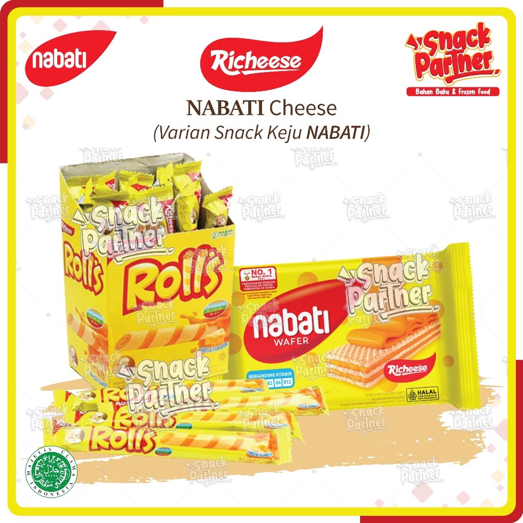

NABATI - WAFER 37 GR | STICK ROLLS (20 x 5,5 GR) RICHEESE - Cemilan Stik Keju