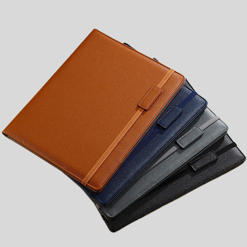 

A4 Leather Portfolio Folder Man Document Holder Desk Organizer Executive Meeting File Filing Folders Agenda Briefcase for Office