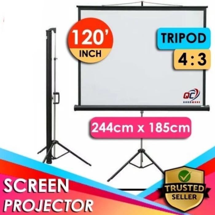 Screen Projector Tripod 120" Layar Proyektor pake kaki 120" inch
