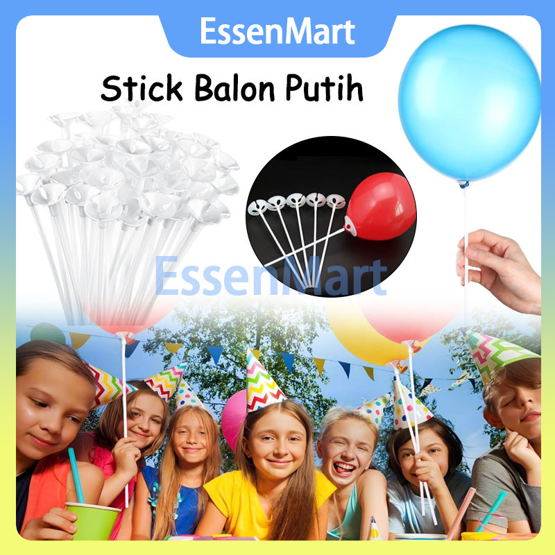 Stik Pegangan Balon Panjang 32 Cm / Tangkai Balon / Stik Balon 20 Pcs / Stik Balon Warna Putih