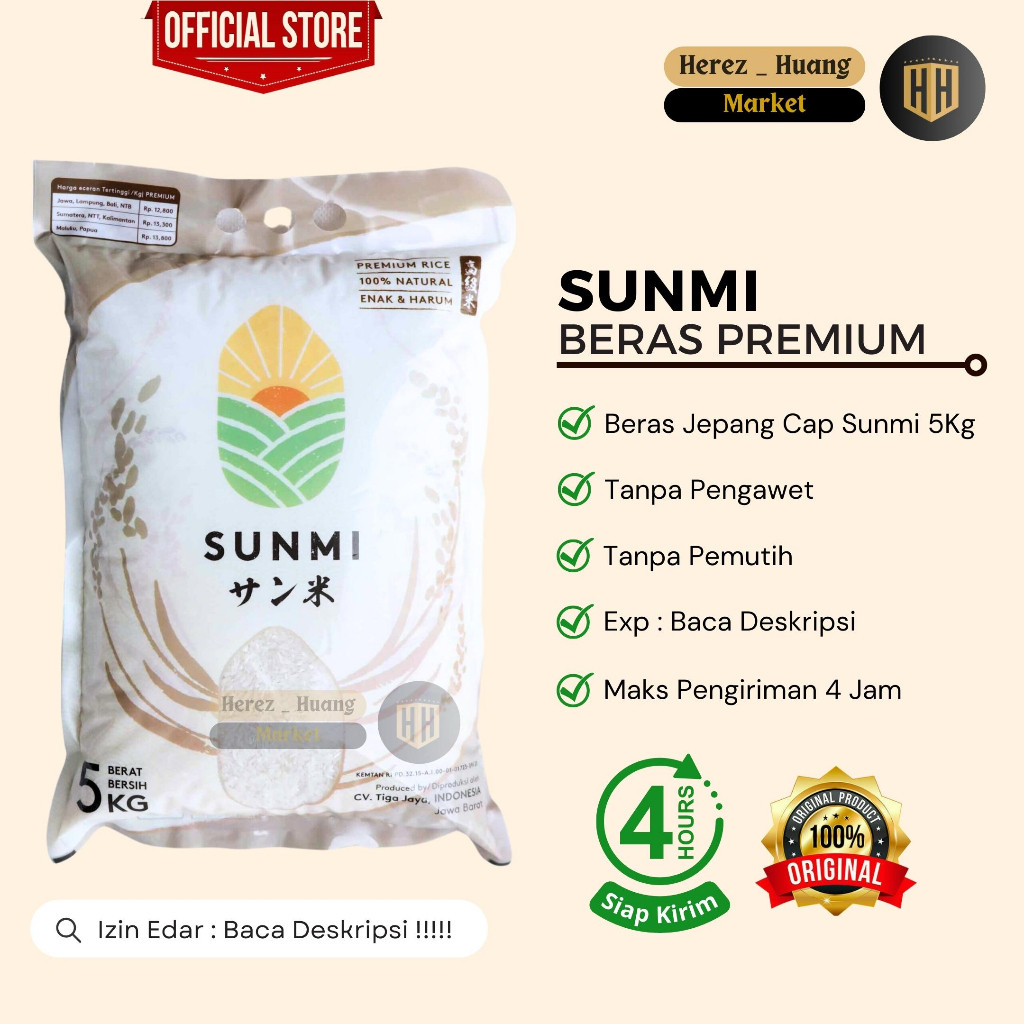 

SUNMI 5kg Beras Putih Butir Premium 5Kg Khas Cap Jepang Beras Sunmi 5kg