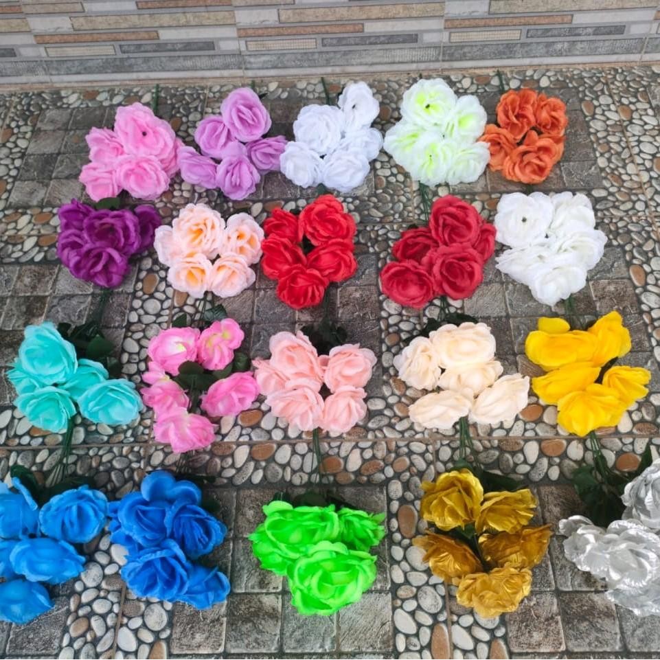 bunga mawar artificial lusinan Hiasan per 12 pcs