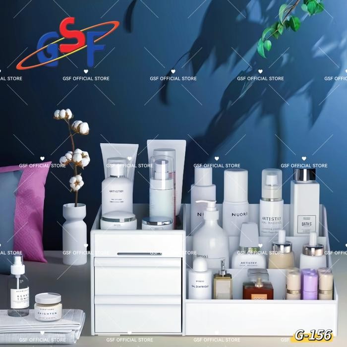 NG Rak DOMI kosmetik putih tempat makeup storage tempat penyimpanan skincareNG