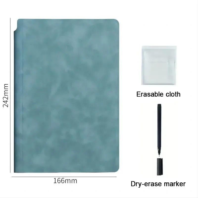 

1 Pcs Reusable Whiteboard Notebook Set With Whiteboard Pen Erasing Cloth Leather Memo Pad Weekly Planner Portable Stylish Office