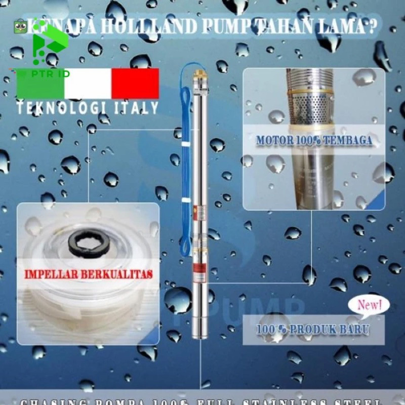 Pompa satelit Submersibel 3” Holland 0.33 hp + kabel 250 watt / pompa satelit / pompa celup sibel 0.