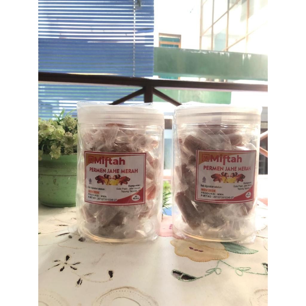 Permen Jahe Merah Toples Isi 45 Pcs Jahe Asli 100% Permen Kesehatan Herbal