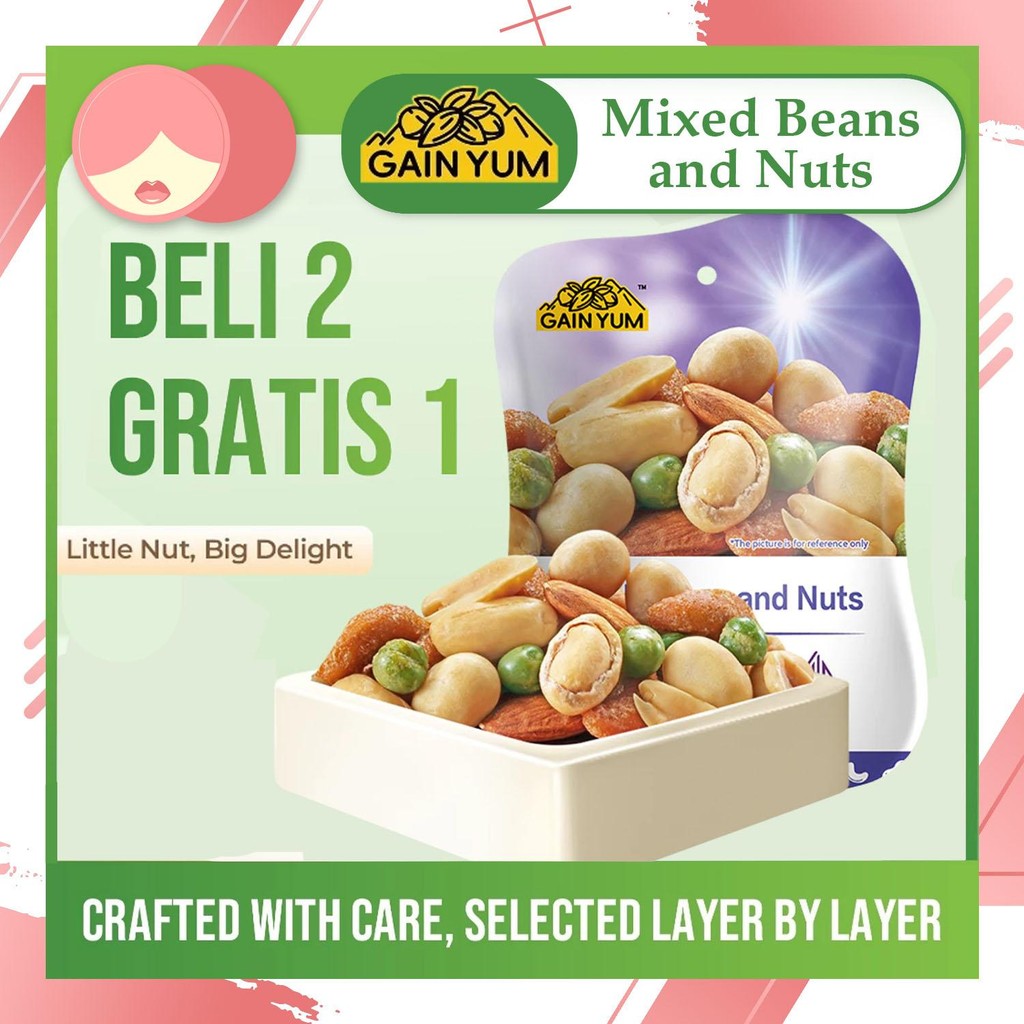 

ANN - Gain Yum Kacang Campur dan Buah Kering Mixed Beans and Nuts Daily Mixed Beans and Dried Fruits 75G