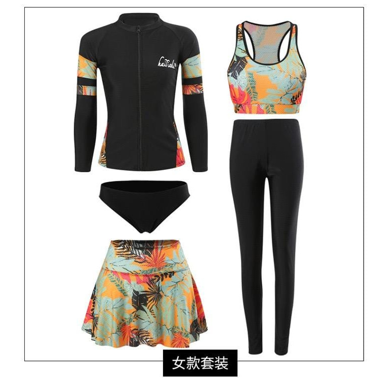 - LALA bikini set 5 pcs baju renang wanita + legging swimsuit + rok pantai / baju diving / baju surf