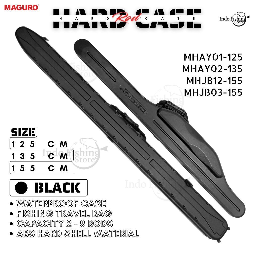 Tas Joran MAGURO Hard Rod Case 125 135 155 Black ABS Hard Shells Tas Pancing Koper Travelling