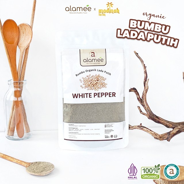 

ALAMEE Lada Putih Bubuk White Pepper Powder Merica Whitepepper Bumbu Dapur Tanpa Campuran 100g madinah