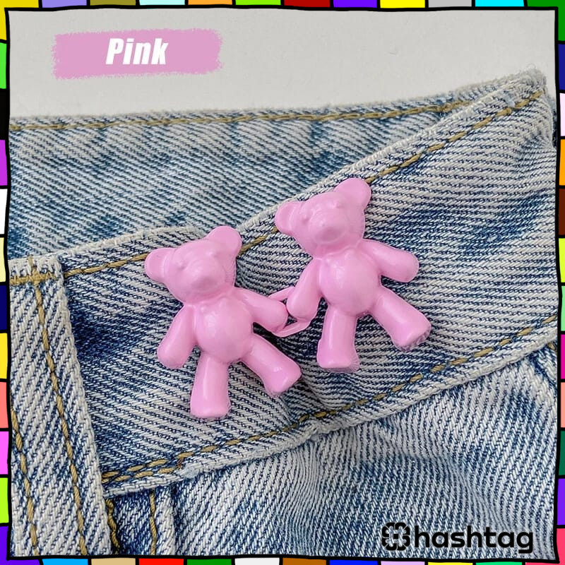 Hastag_iD kancing jeans bentuk beruang Bahan Metal Dapat Dilepas Kancing Jeans Metal Bebas Jahit 2Pc
